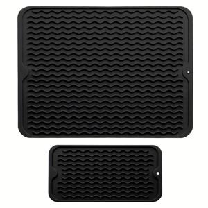 TEMU 다용도 미끄럼 방지 실리콘 식기 건조 매트 2개 세트, 내열성 실리콘 매트 (16