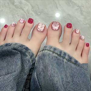 TEMU 발톱 스티커, 여름 로즈 레드 폴카 도트 고양이 눈 발톱 아트, 24개 박스된 발톱 스티커