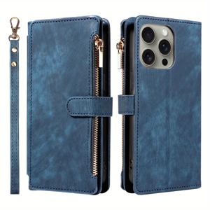 TEMU 휴대폰 케이스 - S25Edge, S25Ultra, S24, S23, S22, S21, S20, S9, S8 Ultra Plus FE, Note20Ultra, Note10용 마그네틱 플랩 지퍼 인조 가죽 휴대폰 케이스 (미러링 방지, 낙하 방지, 지갑 스탠드 기능 포함)|폰케이스|지갑|파우치