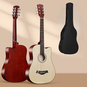 TEMU 프로페셔널 필수 38인치 어쿠스틱 기타, 매트 마감, 기그백 포함, 남녀 초보자 친화적 연습용 기타 선물, 포크 우드 기타 스타터 선물, 초보자부터 전문가까지 적합, 필수 여행용 악기