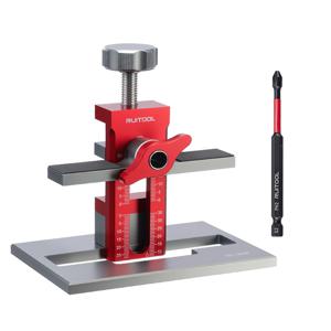 TEMU 옷장 및 캐비닛 문 장착용 지그 - 알루미늄 합금 재질, 넓고 안정적인 분리형 베이스, 상단 및 하단 캐비닛용 빠른 포지셔닝 도구, 리바운드 드릴링 및 PH2 마그네틱 비트 포함