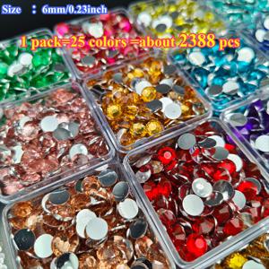 TEMU 2388개 25색 6mm 5D 레진 원형 네일 아트 라인스톤 - 키트, 은색 플랫백 라인스톤, 총 25가지 색상으로 제공되며, 각 색상당 약 96개, 생생한 색상 (라이트 핑크, 다크 그린, 샴페인, 레드, 블루, 퍼플)|보석십자수|네일재료
