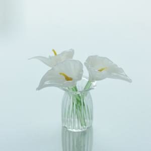 TEMU 핸드메이드 유리 꽃 장식, 순백 칼라 릴리 화병 세트, 유리 영원한 보존 꽃다발, 책상, 차량, 책장, 크리스마스 장식용, 텍스처, 이상적인 선물 선택