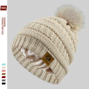 TEMU 1개 크리스마스 테마 겨울 모자, 새틴 안감, 두꺼운 