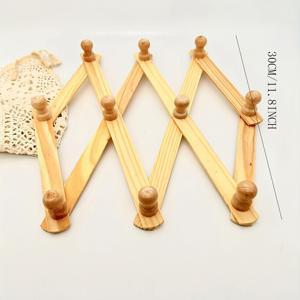 TEMU 2개 세트 나무 옷걸이, 창의적인 홈 확장형 10단 후크 걸이, 벽 또는 문 뒤 설치 가능, 확장형 벽걸이 랙, 가방, 수건, 옷, 모자 걸이