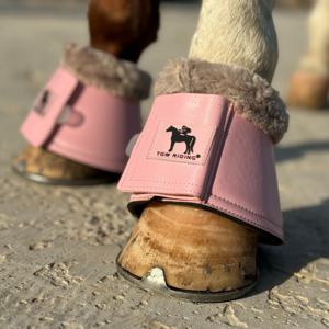 TEMU 인조 퍼 트림 말발굽 부츠 - 경주 및 훈련용 승마 보호, 마찰 및 충격 방지, 사이즈 XL/L/M/S