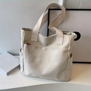 TEMU 여성용으로 스타일리시한 빈티지 토트백, 캐주얼 출퇴근, 직장, 학교에 적합한 다중 포켓 스타일의 선호되는 가방.