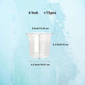 TEMU 15개 세트 (3/4/5/6/7인치) 내구성 강화 투명 묘목 화분 - 배수구 포함, 실내/야외용 강화 플라스틱 식물 시작 화분, 씨앗 발아 및 꽃화분