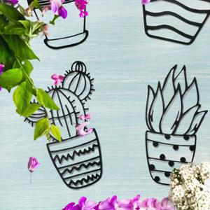 TEMU 현대적인 금속 벽 예술, 자연적인 선인장 테마, 거실, 욕실, 사무실용. 벽 조각