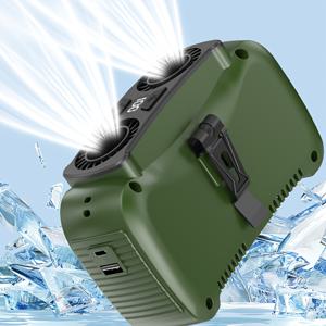 TEMU 1개 휴대용 전원 허리 선풍기 - 3-in-1 다용도, 5단 강력한 바람, USB 충전식, 목 스트랩 및 벨트, 실내/실외 사용 가능, 리튬 배터리, 탁상용 선풍기, 가정 주방 사무실에 적합