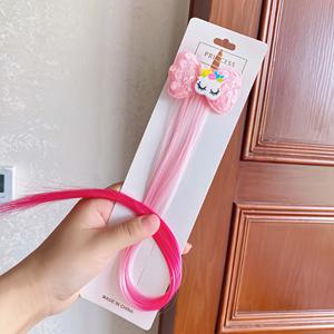 TEMU 시퀸 리본 유니콘 포니테일 헤어 클립 소녀 만화 인형 가발 조각 헤어 액세서리