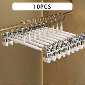 TEMU 바지, 스커트 및 어린이 의류에 적합한 조절 가능한 12인치 컬러풀 옷걸이 - 깔끔하고 정돈된 옷을 위한 광택 처리된 표면과 내구성 있는 코팅 클립 버튼이 달린 공간 절약형 메탈 옷걸이
