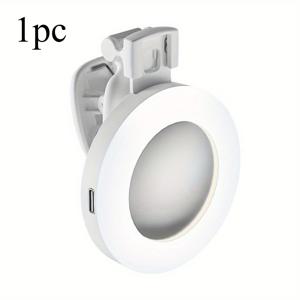 TEMU 1개 휴대용 클립형 LED , 컴팩트한 사이즈 - 조명 밝기 및 각도 조절 가능, USB 충전식, 셀카 & 영상 촬영에 완벽, 내구성 플라스틱 | 홈 라이팅, 비디오 조명, 가벼운 무게, 장시간 사용, 충전 배터리, 콘텐츠 크리에이터 & 소셜 미디어 사용자용