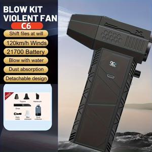 TEMU 브러시리스 모터와 LED 조명이 장착된 강력한 150,000 RPM 터보 팬. 21700 배터리 충전 디스플레이가 지원되며, 냉각, 자동차, 컴퓨터, 눈, 먼지 및 바베큐에 적합한 휴대용 진공 청소기입니다.|차량용선풍기|서큘레이터선풍기