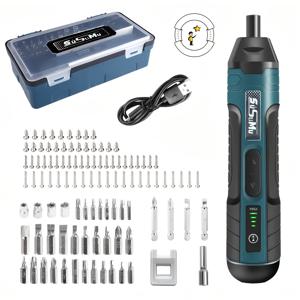 TEMU 105피스 전동 드라이버 세트, 3.6V 소형 디자인, 조절 가능한 토크 및 직선 핸들로 나사 조립 및 분해에 적합. 리튬 배터리 드라이버 포함, 가정용으로 적합한 완벽한 미니 휴대용 공구 키트에 특별한 할인율!