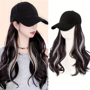 TEMU 여성용 풀 베이스볼 캡 가발 - 대용량 바디 헤어, 캐주얼, 웨딩, 파티용 인스턴트 헤어피스 - 편안한 캡 & 쉬운 관리 (추가 스타일링 불필요) - 모든 피부톤 & 타입에 적합 -|모자