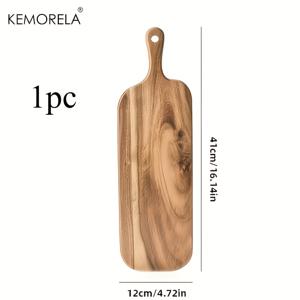 TEMU 1개 KEMORELA 손잡이 달린 긴 나무 치즈 서빙 보드, 샤르코테리 보드, 신축기념, 결혼 선물, 치즈, 빵, 야채 및 과일용 장식용 도마, 여름 야외 행사, 레스토랑에 적합