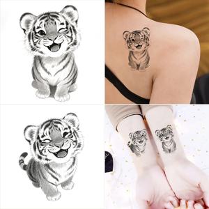 TEMU 2장 세트 리얼리스틱 스마일링 타이거 임시 타투 - 방수 & 오래 지속되는 바디 아트, 할로윈, 파티, 코스튬용 - 남녀공용 임시 잉크 시트