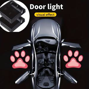 TEMU 차량용 LED 장식 조명 2개 세트, 배터리 구동 도어 로고 프로젝션 조명, 차량 개조용 무선 앰비언트 조명, 간편한 설치, 자동차, SUV 및 트럭에 적합, 배터리 미포함