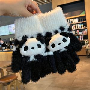 TEMU 여성을 위한 귀여운 플러시 5자 손목 장갑, 겨울에 적합, 터치 스크린 호환, 보온 및 방한 기능, 학생용 전동 자전거를 위한 만화 디자인.|자전거|전기자전거