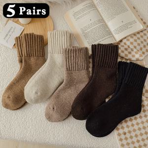 TEMU 여성용 두꺼운 겨울 따뜻한 양말, 여성용 솔리드 두꺼운 타월 양말, 실내 및 실외 사용에 적합, 부드럽고 편안한 플러시 캐주얼 스노우 양말, 겨울 추위 방지용 미드-캠플 소크스, 가정용 수면 양말