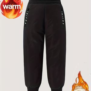 TEMU 여아용 따뜻한 롱 팬츠 | 플리스 안감, 편안하고 활용도 높은 겨울 필수템, 야외 활동에 적합, 두꺼운