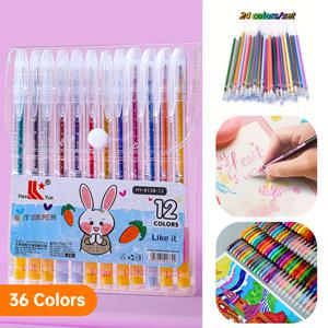 TEMU 36개 메탈릭 글리터 컬러 펜 세트, 펜 12개 + 리필 24개 포함, 페인팅 및 수채화 펜에 적합, 앨범, 블랙 카드, 콜라주, 공예, 세라믹, 돌, 유리, 생일 선물, 크리스마스에 적합한 가는 팁 펜