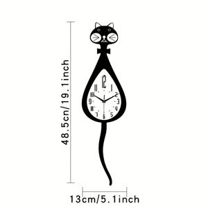 TEMU 1개, 재미있는 만화 고양이 벽시계, 꼬리 흔들기 기능이 있는 아크릴 장식 벽시계, 조용한 시계, 거실 및 침실에 적합, 현대적이고 심플한 홈 데코 시계. 고양이 애호가를 위한 선물