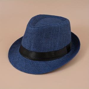 TEMU 스트랩 장식 재즈 페도라 모자 단색 컬러 경량 빈티지 밀짚 태양 모자 영국 스타일 여행 트릴 비 모자