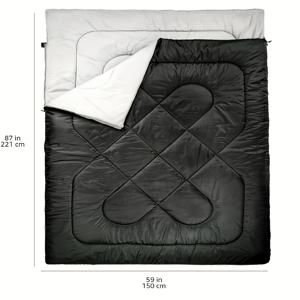 TEMU 캠핑용 더블 침낭, 지퍼 잠금 장치가 있는 2인용 직사각형 침낭, 폴리에스터 원단, 합성 섬유 단열재 - 경량, 야외 수면 시스템