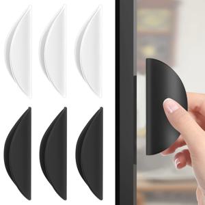 TEMU 6개 발코니 문 손잡이, 드릴 불필요 접착식 문 손잡이, 서랍 손잡이, 접착식 가구 손잡이, 도어 손잡이, 테라스 문 손잡이, 유리문 손잡이, 문과 창문, 서랍에 적합 (검정색 3개 + 흰색 3개)