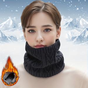 TEMU 여성용 두꺼운 안감 스카프 - 3D 패턴 디자인, 단색 신축성 풀오버 넥워머, 가을 겨울 야외 사이클링용