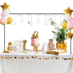 TEMU 테이블 위로 설치 가능한 클램프가 있는 조절 가능한 37.4인치 높이 94.5인치 길이의 블랙 메탈 풍선 테이블 아치 행잉, 결혼식 생일 파티 할로윈 크리스마스 장식용