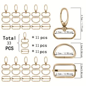 TEMU 33피스 합금 DIY 키체인 세트: 오벌 스위블 훅, 멀티 기능 D링, 조절 가능한 직사각형 클라스프, 지갑 제작 용품, 여행용 하드웨어 액세서리, 백팩, 지갑, ID 배지 랜야드, 애완견 목줄 등에 적합