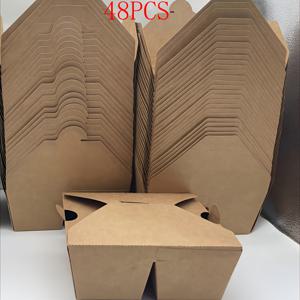 TEMU 다중용도 크래프트 종이 식품 상자 - 누출 방지, 한 번 사용하고 버리는 외식용 용기 - 치킨, 스낵, 감자 등 다양한 음식을 담을 수 있는 완벽한 파티, 바베큐 및 카테링 용품 - 카테링 필수품 | 듀얼 컴파트먼트 디자인 | 누출 방지 밀봉