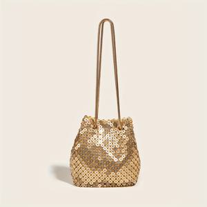 TEMU 빛나는 메탈 스팽글 클러치, 라인스톤 장식, 탈부착 가능한 핸들 체인 및 마그네틱 잠금 장치, 스타일리시하고 반짝이는 이브닝 핸드백.