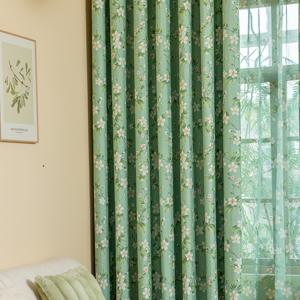 TEMU 1개 미드센추리 모던 그린 플로럴 커튼 - 더블 레이어 컴포지트, 로드 포켓 디자인, 열차단 및 빛 차단, 거실·침실·사무실 장식용, 아티스틱 윈도우 트리트먼트 | 폴리에스터 소재, 거실 커튼