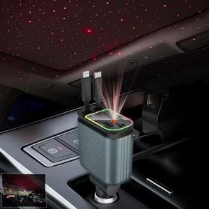 TEMU 빨간 별이 빛나는 하늘 상단, 네 대 한 개의 접이식 충전기, 자동 수축 데이터 케이블 2개는 최대 80cm까지 늘어날 수 있으며, USB 포트가 있고, 빠른 충전, 편리하고 내구성이 뛰어나며, 방풍 디자인으로 다양한 차량에 적합하며 사용하기 쉽습니다. 추수감사절 및 기타 휴일 선물로 매우 적합한 축제 아이템