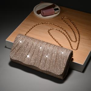 TEMU 여성용 우아한 반짝이는 심야 클러치, 분리 가능한 어깨끈, 파티, 결혼식, 공식 행사용 황금 자수 베개 모양의velop bag, 폴리에스터 안감, 자석 끓는, 파티 액세서리 | 플랩 클로저 백 | 폴리에스터 안감 내부