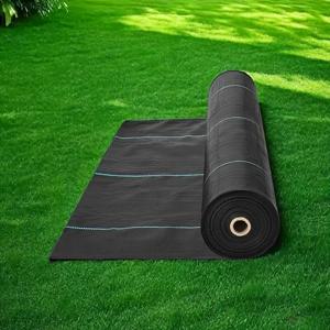 TEMU 1롤 헤비듀티 블랙 PP 부직포 조경 천 - 녹색 스티치 가장자리, 내구성, 차광 및 통수 기능, 정원, 채소밭, 화단용 잡초 방지 천