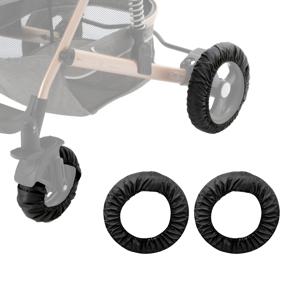 TEMU 유모차 바퀴를 위한 검은색 커버 4개 세트. 아기 조깅카 및 유모차 타이어를 보호하도록 설계되었습니다.