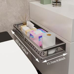 TEMU 1개 벽걸이형 그레이 알루미늄 욕실 선반, 공간 절약형 - 스타일리시한 싱글 트레이 수납 정리대, 샴푸·샤워젤·화장품·브러쉬 다용도 홀더, 홈욕실 & 데코 액세서리에 완벽한 욕실 트레이