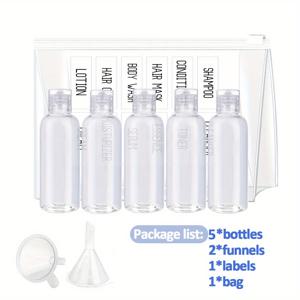 TEMU 샴푸 및 컨디셔너용 보관 용기, 라벨이 있는 로션 포함 여행용 디스펜서 세트. 리필이 용이하고 세면용품을 사용하기 쉽도록 설계되었습니다.