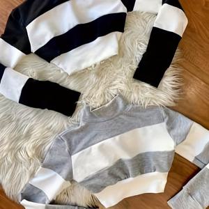 TEMU 2피스 세트 컬러 블록 스플라이스드 숏 롱 슬리브 티셔츠 여성 크롭탑 하이넥 우아한 캐주얼 다용도 신상 봄 가을 여성 의류 출근용 내의 웨어