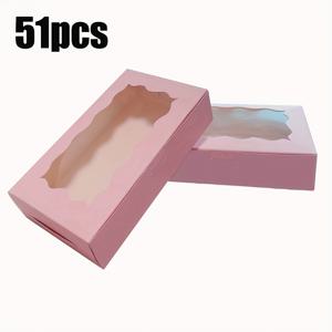 TEMU 51개 소가죽 선물 상자 (투명 창문 포함) - 일회용 클립 실, 휴일 선물, 축제 선물 상자에 적합 | 디자인 | 종이 선물 상자 (할로윈/크리스마스/발렌타인데이/추수감사절/졸업)