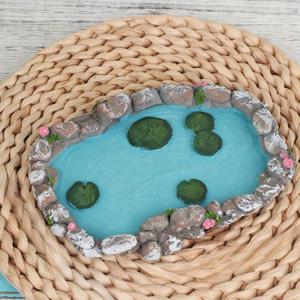 TEMU 1개 우아한 레진 젠 연못 분수 - 배터리 없는 미니어처 테이블 정원 & 분재 장식, 고요한 폭포와 연꽃용, 평화로운 마당 분위기, 내구성 있는 레진 아트