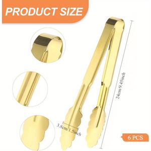 TEMU 6개 서비스 톤스 골든 톤스, 9.45x1.5 인치 (24x3.8cm) 서비스 용품 304 스테인레스 스틸 서비스 톤스 샐러드 버퍼 애플리트 디저트 톤스 버퍼 웨딩 파티 카터링, 가족, 호텔 및 레스토랑 활동 등에 적합