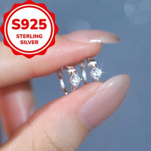 TEMU 925 실버 기하학적 이어커프 - 슈퍼 샤이니 합성 지르코니아 스타 귀걸이, 패셔너블 유니크 디자인 다용도 주얼리