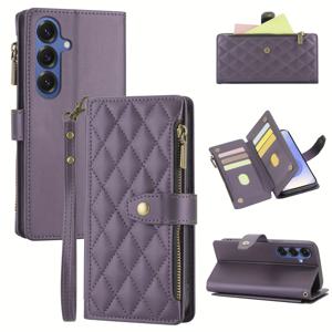 TEMU 삼성 A12/A13/A14/A15/A16/A52/A26/A56용 지갑형 휴대폰 케이스 - 다중 카드 슬롯, 지퍼 동전 포켓, 손목 스트랩 포함 - 인조 가죽 보호 커버