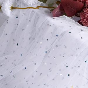 TEMU 59인치 x2야드 (총 118인치) 프리컷 시퀸 튤 원단 롤 - 반짝이는 별 & 달 시퀸, 웨딩, 생일, 크리스마스 파티 장식, 투투 스커트, 플로럴 아레인지먼트용 - DIY 공예 및 특별 이벤트, 페스티브 소재, 핸드워시 전용